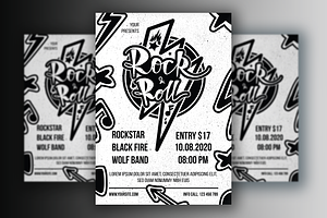 Monochrome Rock 'n' Roll  Poster, a Flyer Template by barsrsind
