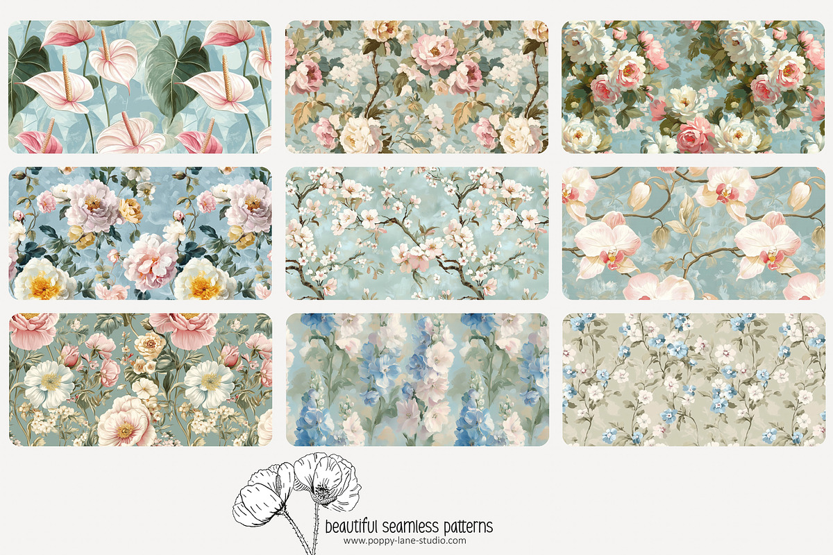 70 baroque floral seamless pattern, a Pattern Graphic by Poppy Lane Studio (Photo 4 of 10)