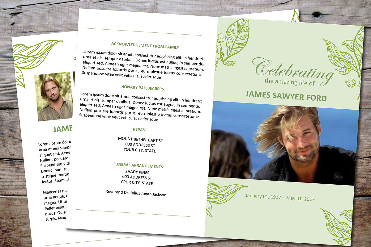 Sleek Floral Funeral Program, a Stationery Template by Graphic Template Co (Photo 3 of 3)