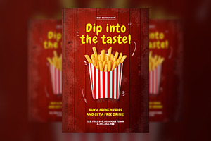 French Fries Fast Food A4 Flyer