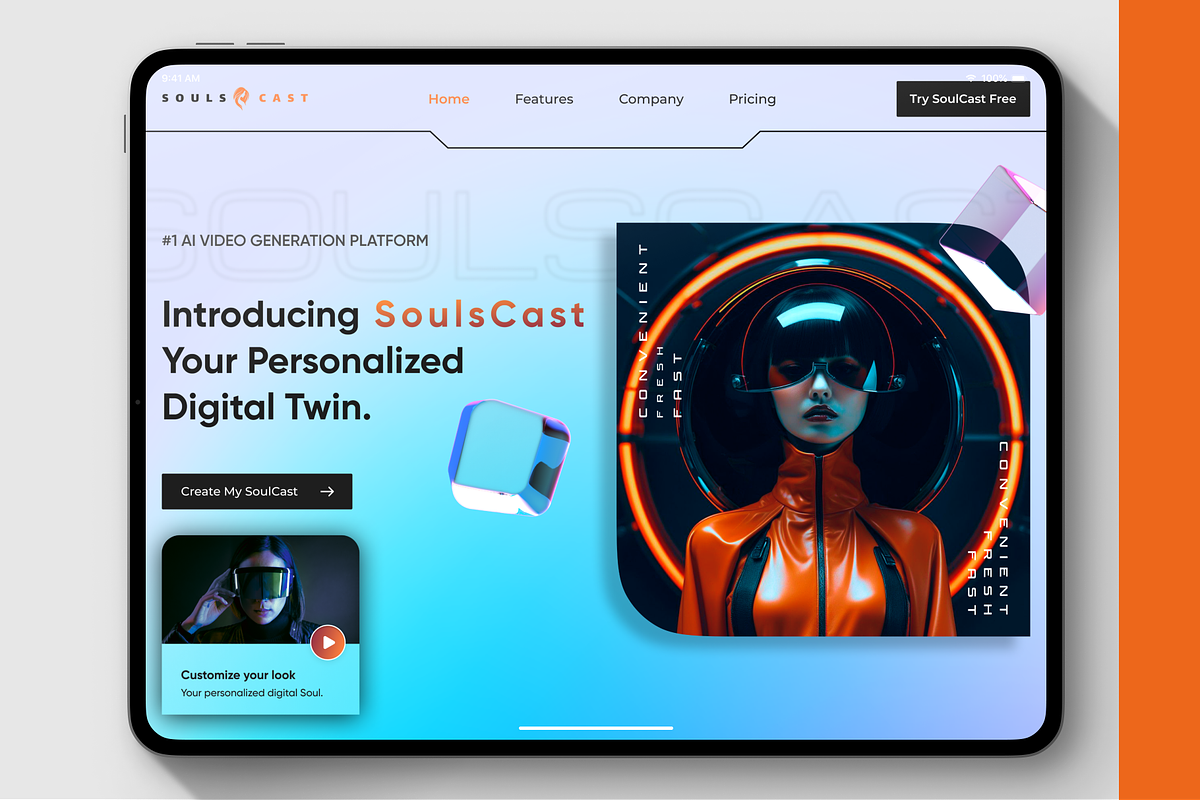 SoulsCast | AI Video Generator, a Landing Page Template by Sufian Masood (Photo 1 of 5)