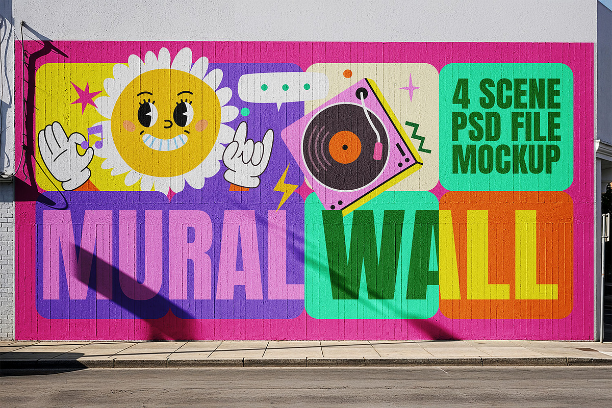 Mural Wall Mockup, an Advertising Mockup by Nathatype (Photo 2 of 9)