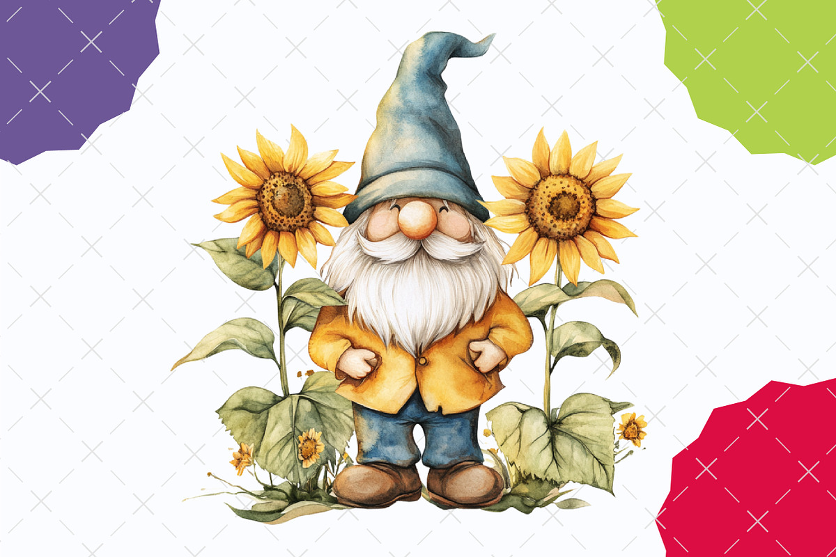 Gnome Sunflower Sublimation PNG, an Illustration by designcity5 (Photo 4 of 5)