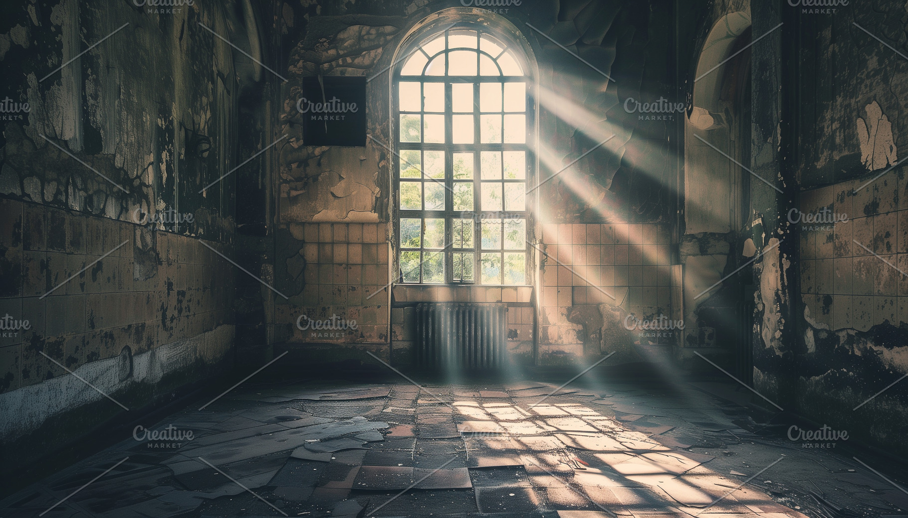 Arch window in abandoned hospital, an Architecture Photo by MistyDay