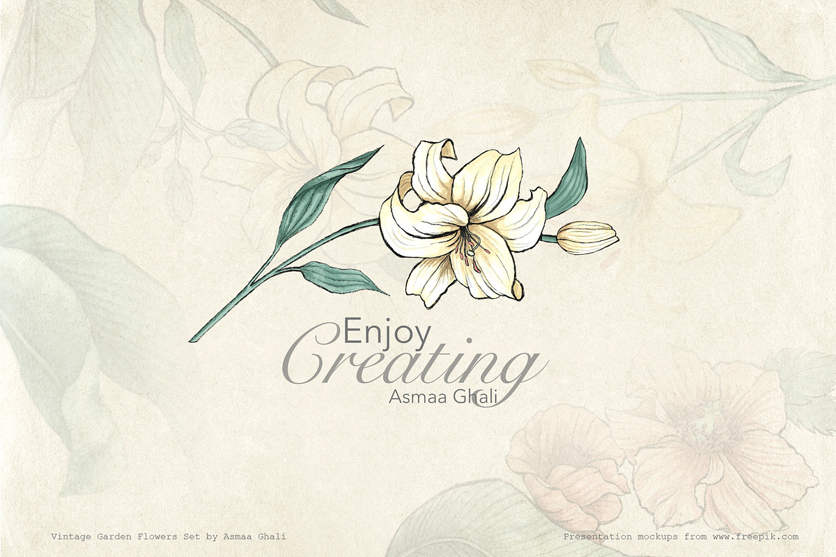 Vintage Garden Flowers, a Decorative Illustration by Evenif (Photo 22 of 22)