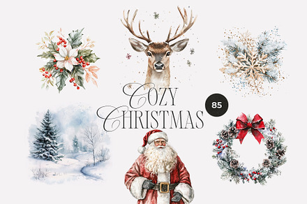 COZY CHRISTMAS Watercolor Winter, a Decorative Illustration by Lana Elanor