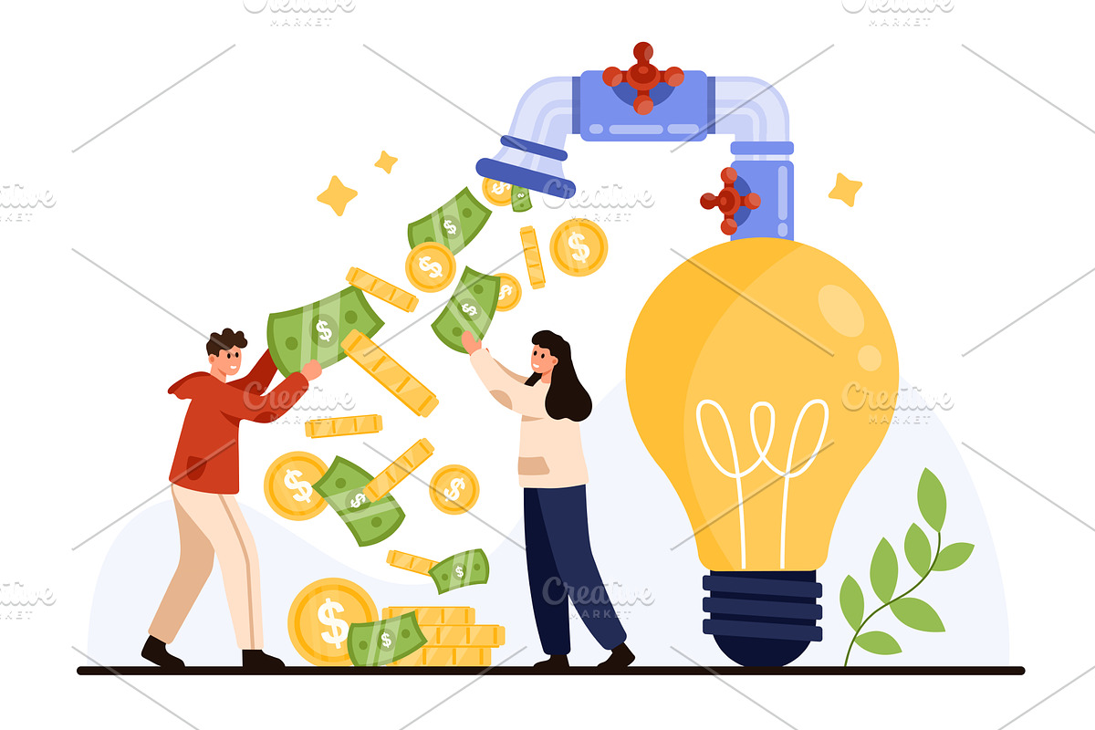Creative idea to make money, smart, a Person Illustration by Flashvector