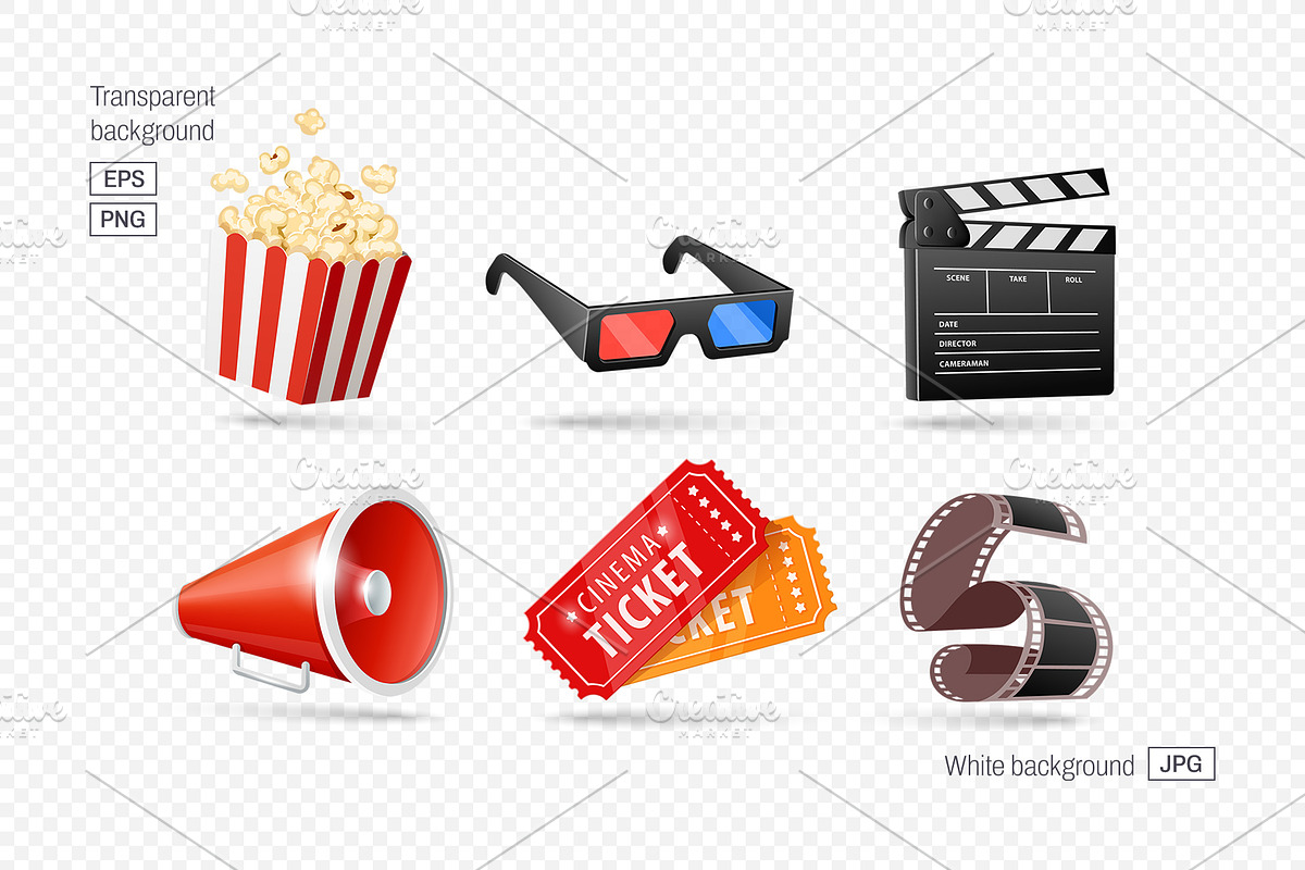 Cinema & Movie Icons (EPS+PNG+JPG), an Object Graphic by LoopAll (Photo 3 of 3)