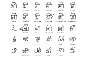 Vegan Milk and Alternative Sugar, a Food Illustration by Tettygreen