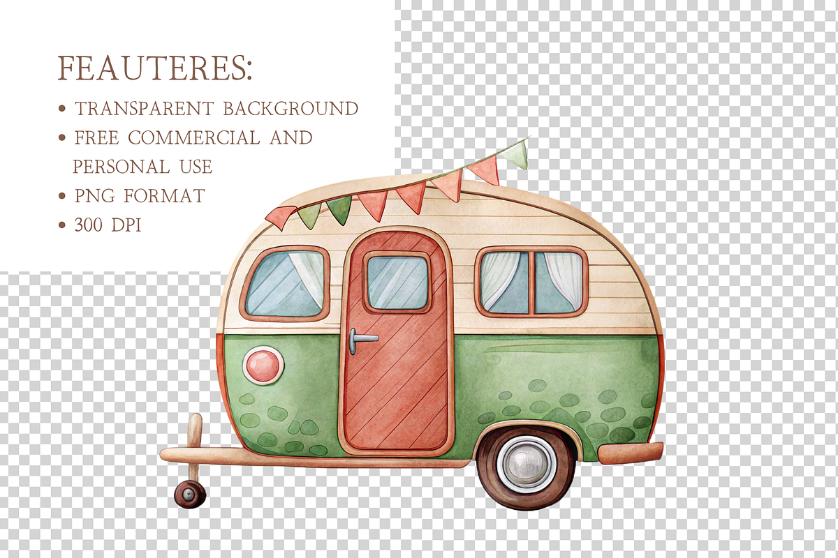 Retro Summer Camp Adventure PNG Set, an Illustration by MockupWizard (Photo 4 of 5)