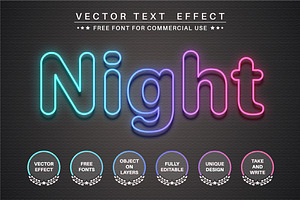 Night Neon - Editable Text Effect