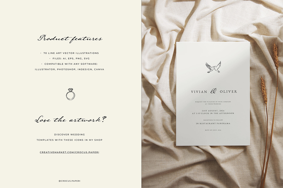 WEDDING line art illustrations, a Decorative Illustration by Crocus Paperi (Photo 6 of 6)