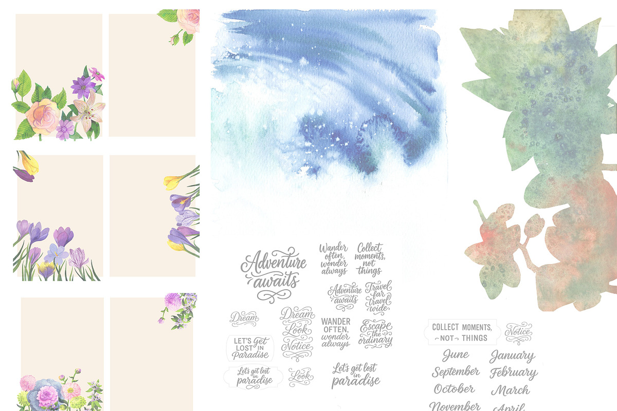 watercolor scrapbooking set, an Object Graphic by fiolika (Photo 6 of 6)