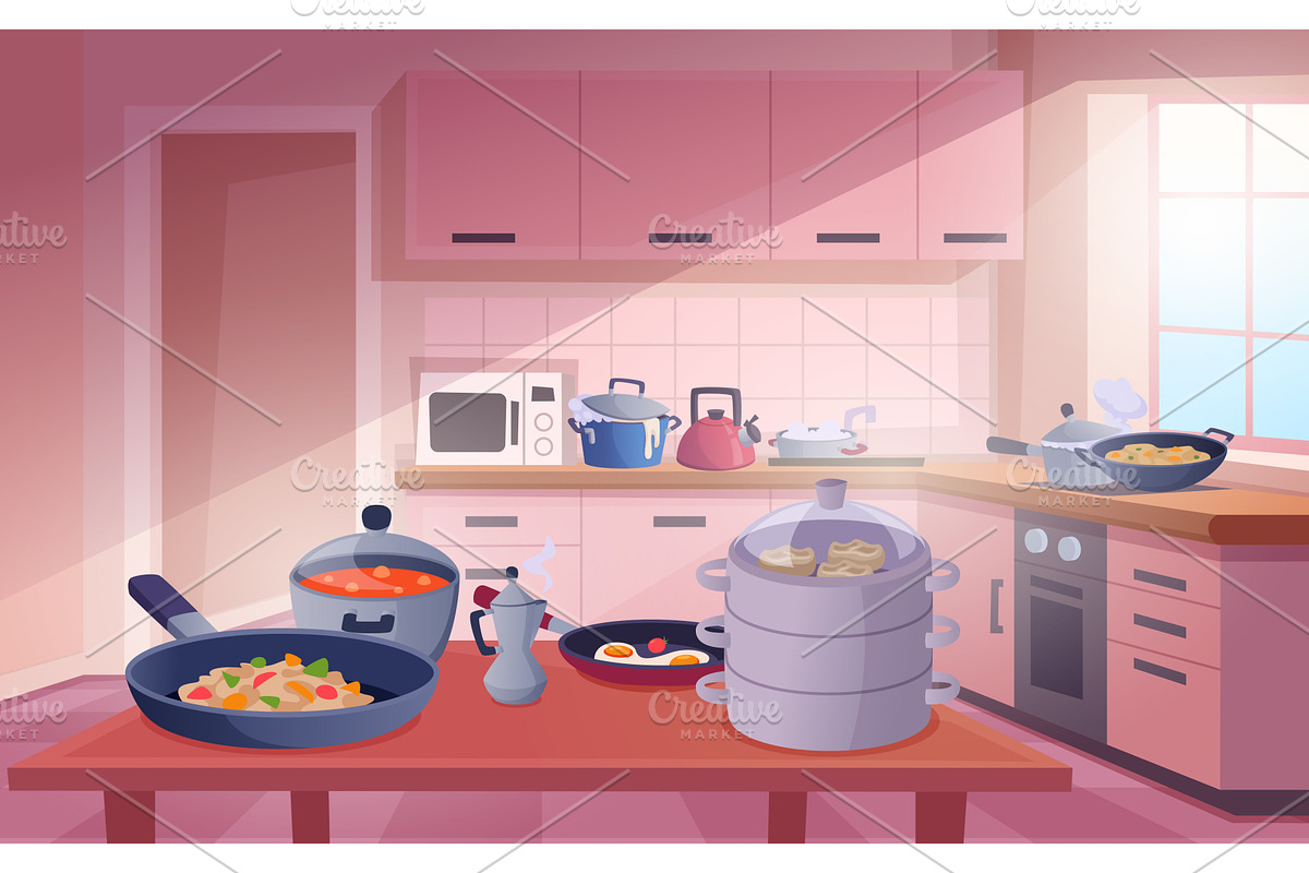 Kitchen. Preparing food on gas stove, an Object Illustration by Onyx
