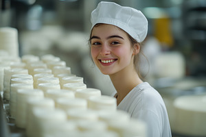 A young woman Whole Milk and Fermented Milk Production Master in a chef's hat s, a Person Photo by Textures & Backgrounds