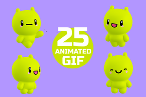 Gif Animation Kawaii Character Set