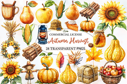 Watercolor Autumn  Harvest, an Illustration by Designworld
