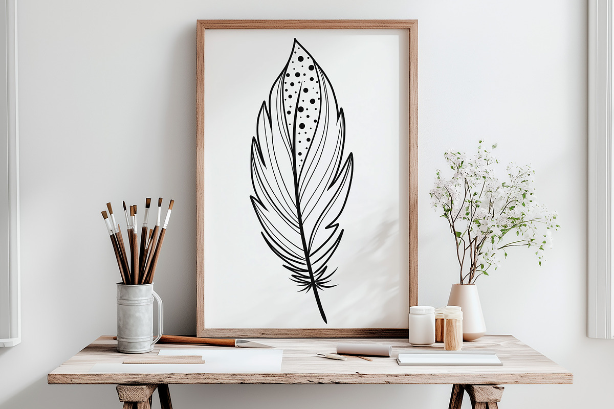 Elegant Feathers Line Art SVG, an Object Graphic by Dervik Art Store (Photo 5 of 6)