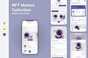 NFT Market Collection App UI Kit, an UI Kit Template by uicube