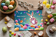 Easter Greeting Card With Cute Bunny, a Card Template by Vector beauty (Thumbnail 2 of 3)