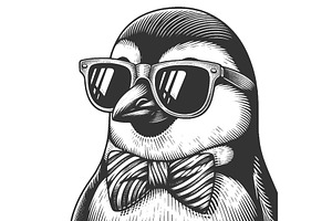 Cool Penguin Sunglasses And Bow Tie