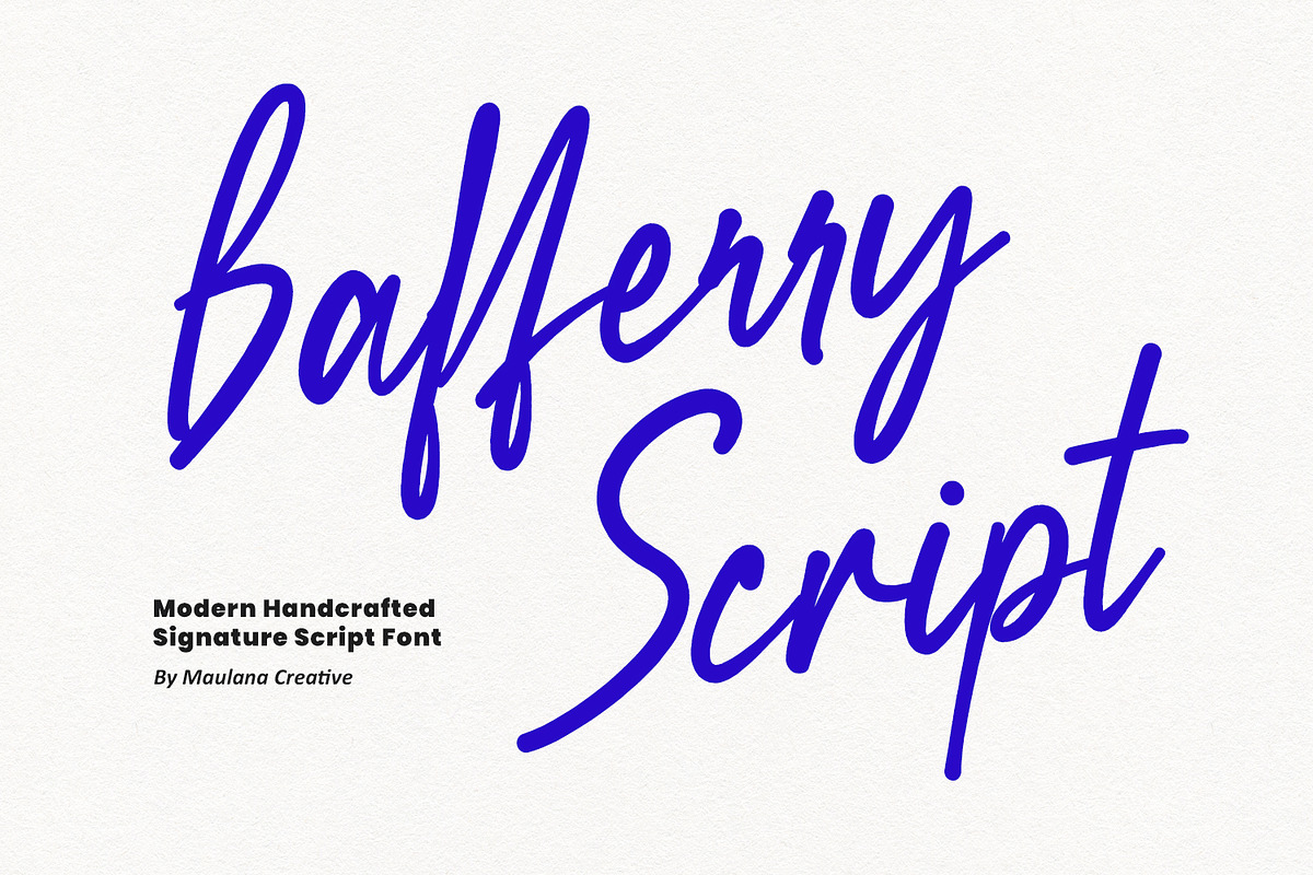 Bafferry Modern Handcrafted Script, a Script Font by Maulana Creative (Photo 1 of 6)