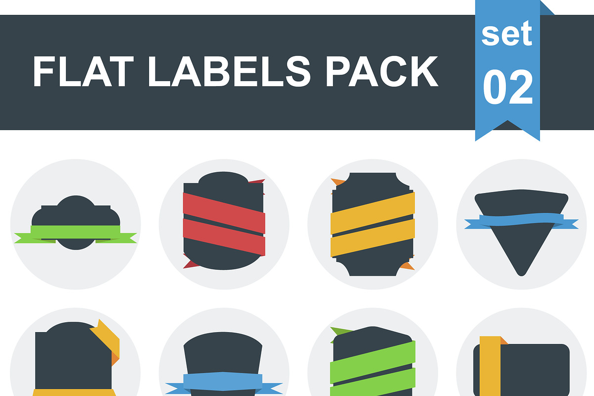 48 Flat labels pack, a Templates & Theme by Nerokanji_Designs (Photo 3 of 4)