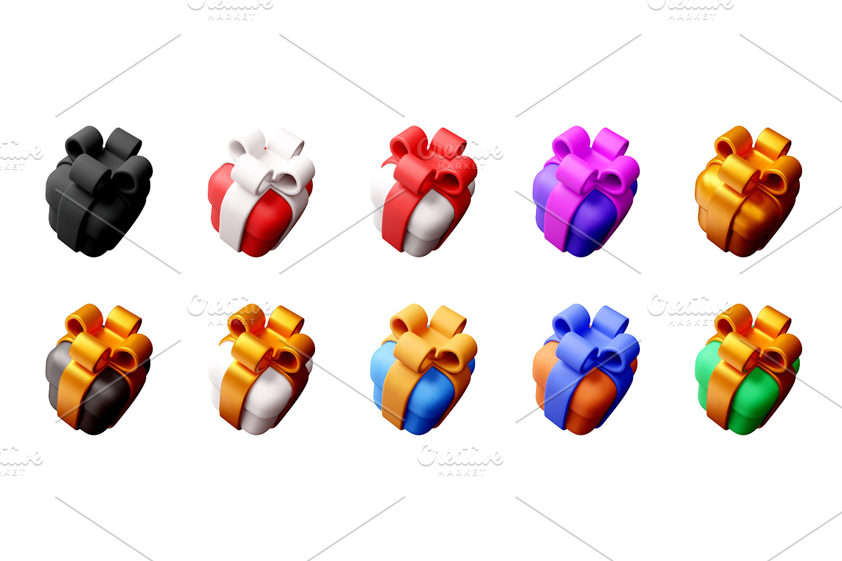 Set of colorful 3d icon gift box, an Object Illustration by Abscent