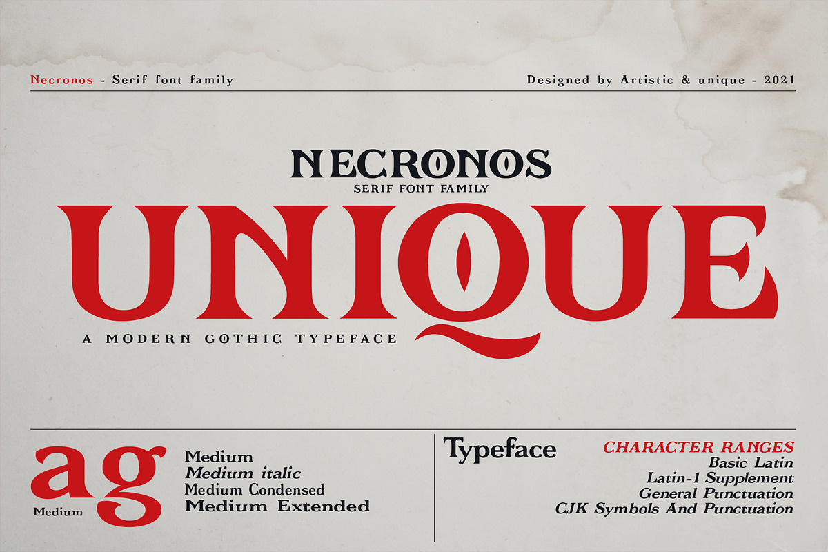 Necronos - Serif font family, a Serif Font by Artistic & Unique (Photo 5 of 15)