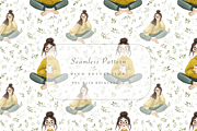 Quirky Girl Seamless Pattern, a Decorative Illustration by Pati Charm Studio (Thumbnail 1 of 7)