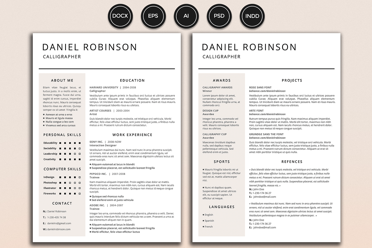 Resume/CV - Robinson, a Resume Template by 3Angle (Photo 1 of 3)