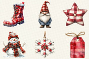 Plaid Christmas Watercolor Clipart, an Illustration by OK Design (Thumbnail 4 of 5)