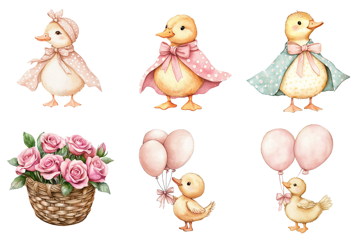 Watercolor Girly Goose Clipart, an Illustration by CitraGraphics (Photo 3 of 6)