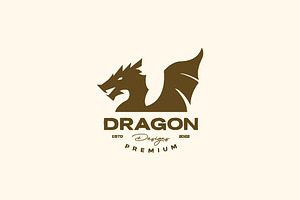 Flying Dragon Wings Flap Myth Logo