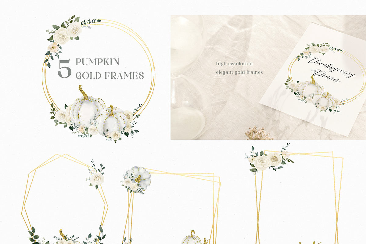 White & Gold Watercolor Pumpkins, a Texture Illustration by Backyard Rose (Photo 9 of 11)