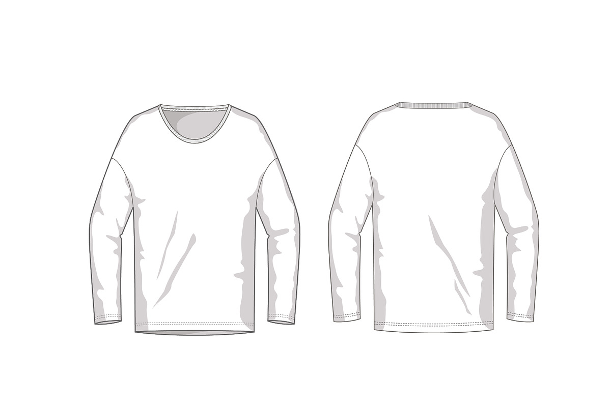 Longsleeve Fashion Flat Template, a Templates & Theme by flat fashion