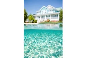 Split View of Beach House and Aqua, a Nature Photo by Lermont51