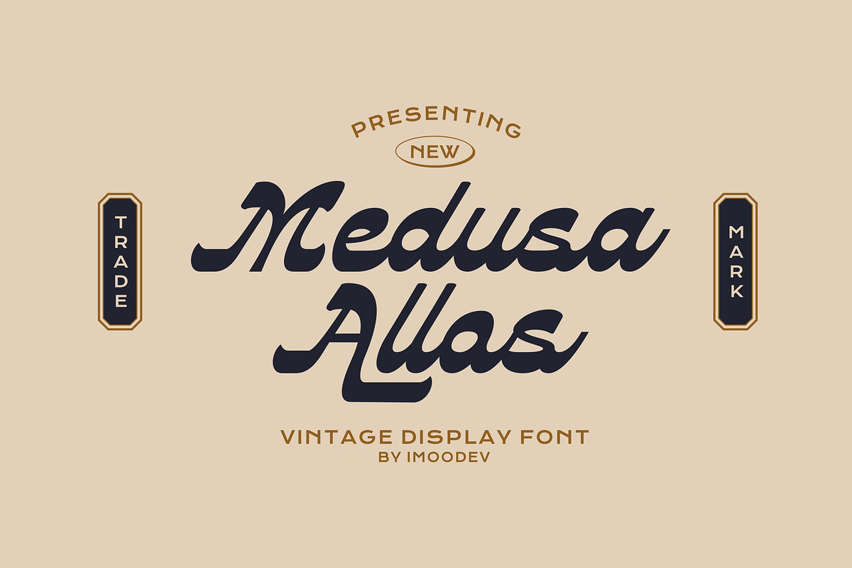 Medusa Allos - Script Vintage Font, a Handwritten Font by Imoodev (Photo 1 of 5)