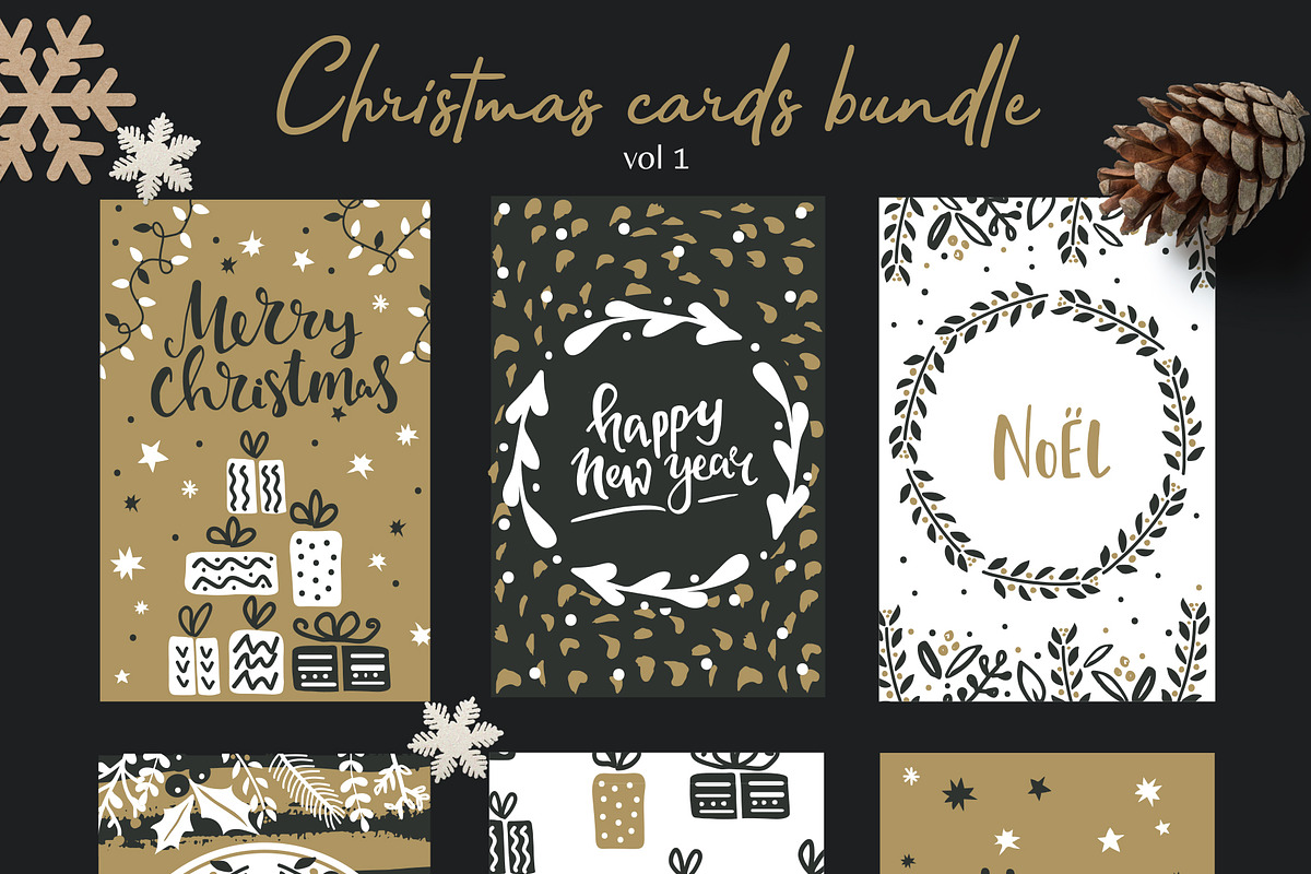 Christmas greeting card bundle, a Texture Illustration by Cozy pattern shop (Photo 2 of 6)