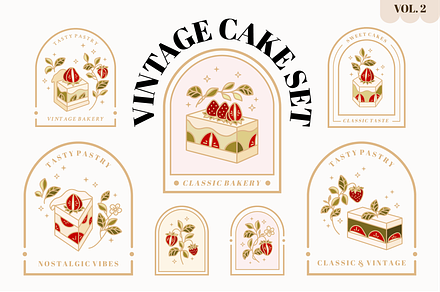 Vintage Cake Logo Set Vol. 2