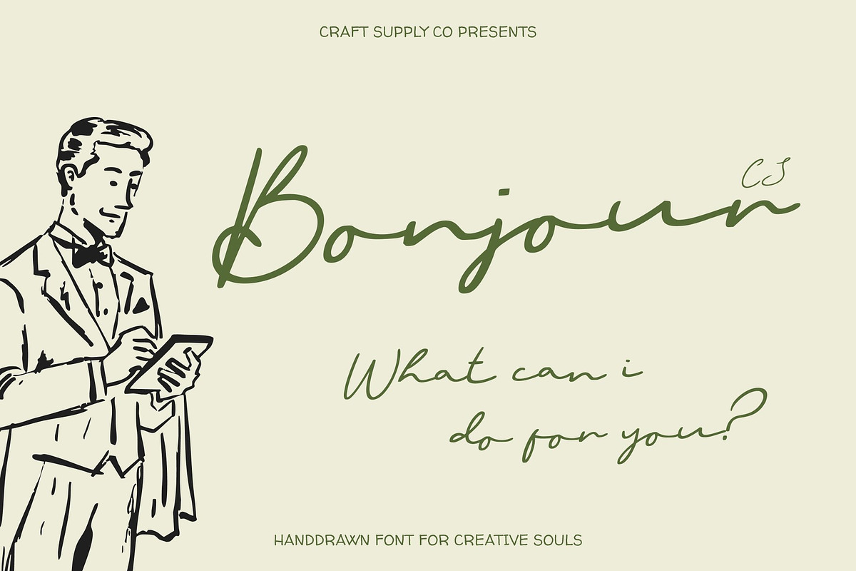 CS Bonjour – Signature Script Font, a Script Font by Craft Supply Co. (Photo 1 of 8)