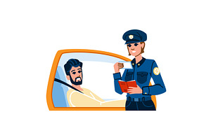 Policewoman checking driver's, a Transportation Illustration by pikepicture