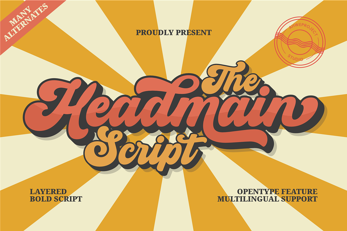 Headmain, a Script Font by ahweproject (Photo 1 of 13)