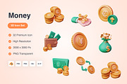 Money 3D Icons Set, an Object 3D Model by Kmg Design (Thumbnail 1 of 5)