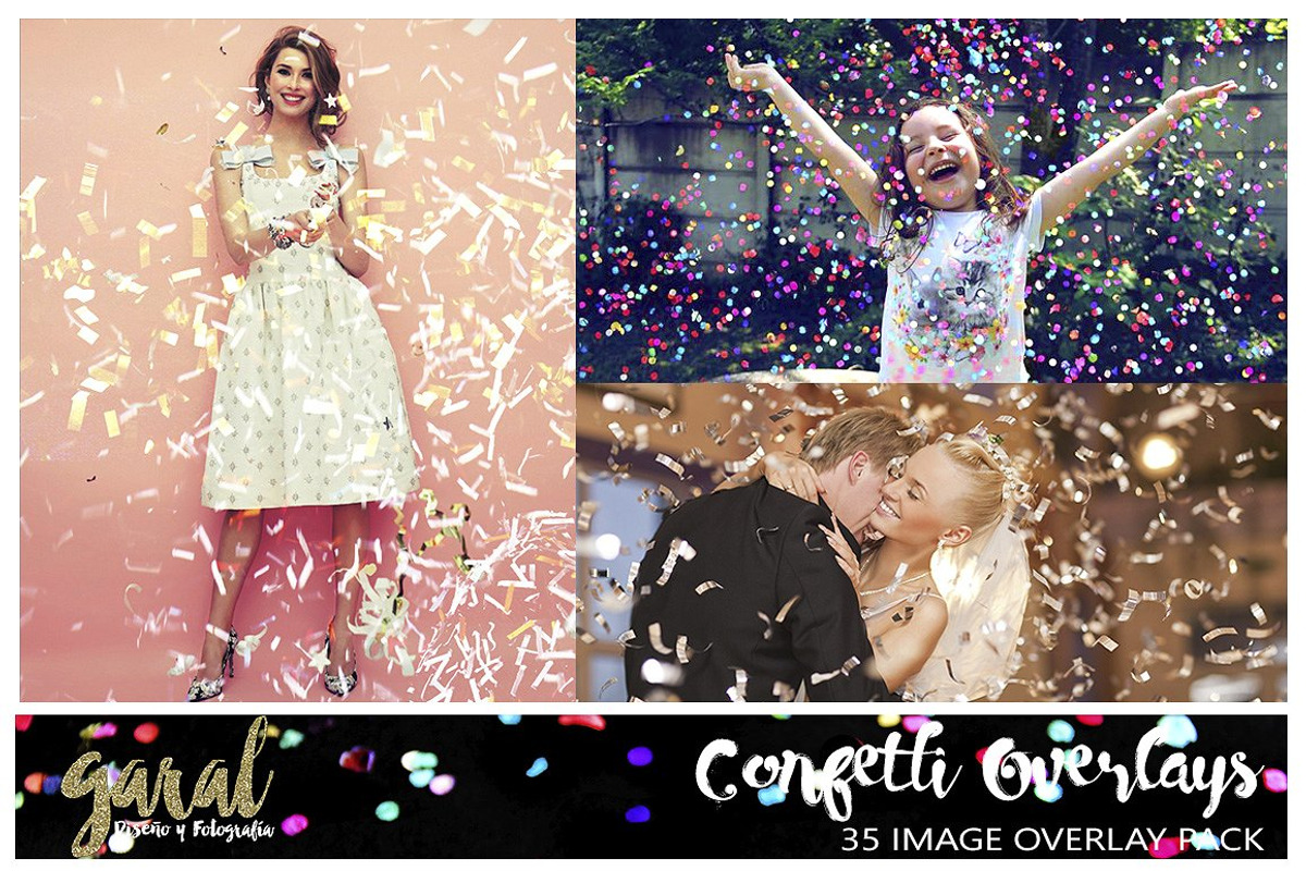 CONFETTI Overlays, 35 Photo Overlays preview 4