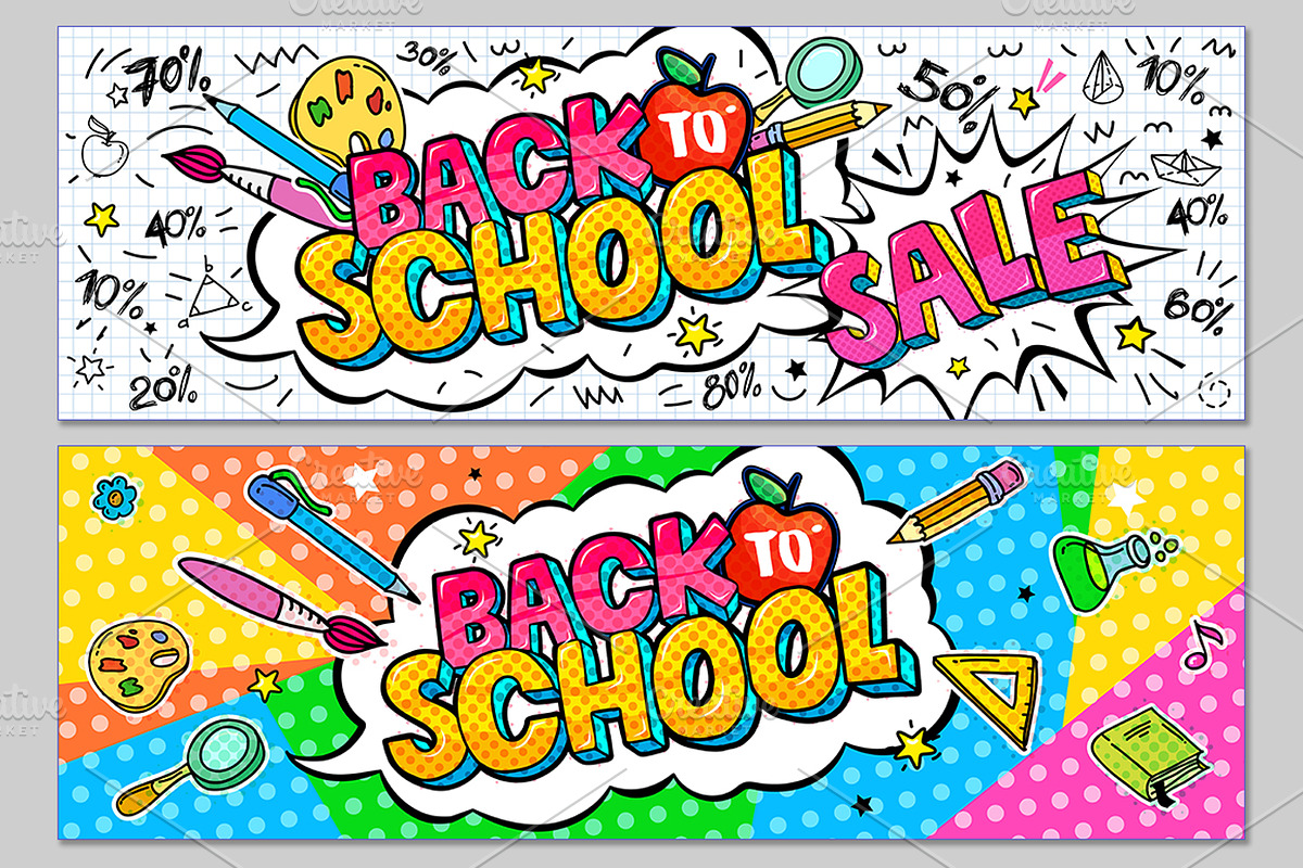 Back To School banner set, a Decorative Illustration by VectorStory (Photo 1 of 2)