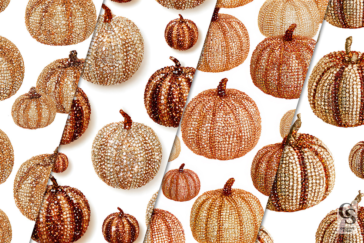 Rhinestone Pumpkin Seamless Pattern,, a Pattern Graphic by Creative Store (Photo 2 of 5)