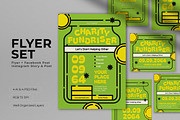 Green Doodle Charity Flyer Set, a Flyer Template by graphicook (Thumbnail 1 of 4)
