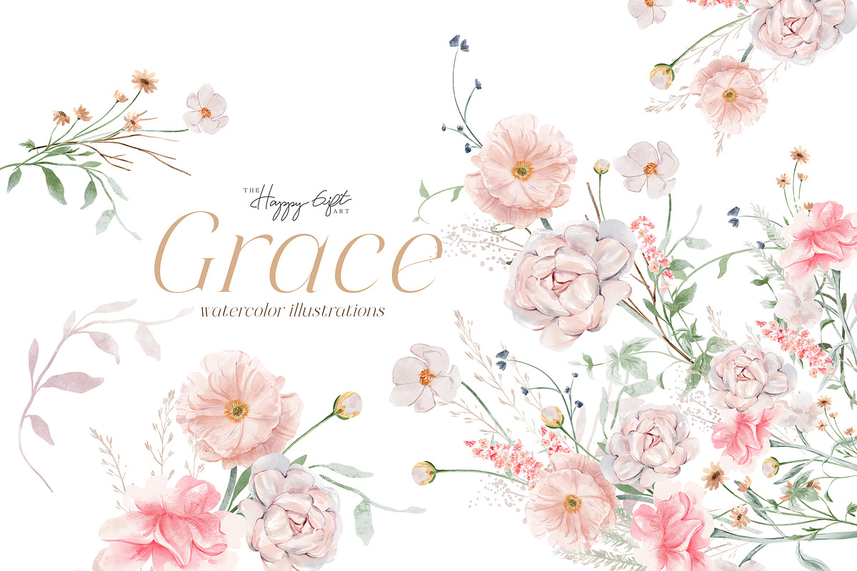 Wild floral illustrations - Grace, an Illustration by TheHappyGiftArt (Photo 1 of 10)