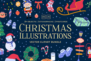Christmas Illustrations Set, an Object Graphic by 35lab